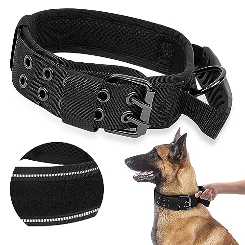 AKOFIC Taktisches Hundehalsband mit Kontrollgriff, Breit Hundehalsband Gepolstert, Verstellbare Nylon Halsband Hund, Reflekierend Militärisches Erziehungshalsband Hund für Mittlere Große Hunde AKOFIC Taktisches Hundehalsband mit Kontrollgriff, Breit Hundehalsband Gepolstert, Verstellbare Nylon Halsband Hund, Reflekierend Militärisches Erziehungshalsband Hund für Mittlere Große Hunde von AKOFIC