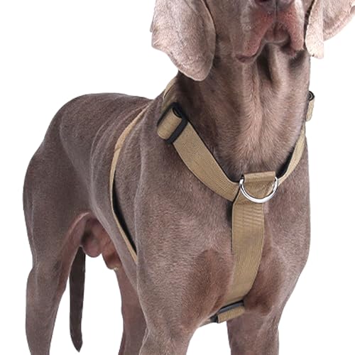 Hundegeschirr Mittelgroße Grosse Hunde, Taktisches Hundegeschirr Ausbruchsicheres, Gepolsterte Anti Zug Brustgeschirr Weich Verstellbares Dog Harness für Hunde Alltag und Training (Khaki, L) von AKOFIC