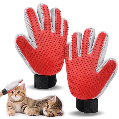 AKONE 1 Paar Katzenhandschuh, Katzen Handschuhe Fellpflege, Doppelseitige Katzenbürste Handschuh, Fellhandschuh für Katzen, Haustier Handschuh für Kurzhaar und Langhaar von AKONE