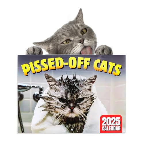 AKONE Pissed Off Cats Kalender 2025, Lustige Wandkalender 2025, 12 Monatskalender 2025, Pissed Off Cats Katzenmusterkalender, 2025 Mehrzweck Wandkalender zum Planning für Katzenliebhaber von AKONE