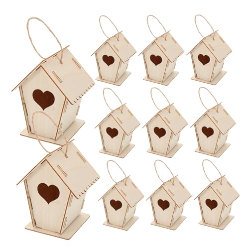 AKOOSY 12 Stück Teiliges DIY Vogelhaus Bausatz für Unbehandeltem mit Einfacher und Bemalbarer Oberfläche Sicher und Kreativ als Garten Dekoration für Draußen von AKOOSY