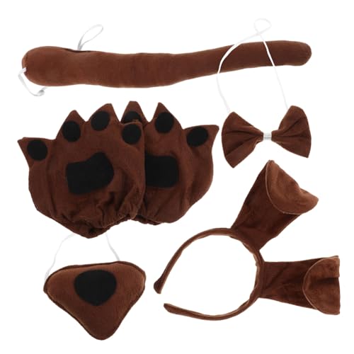 AKOOSY Hundekostüm mit Hund Ohren Stirnband Fliege Nase Pfoten Handschuhe Weiches Bequemes Welpen Kostüm Zubehör für Halloween Karneval und Rollenspiele AKOOSY Hundekostüm mit Hund Ohren Stirnband Fliege Nase Pfoten Handschuhe Weiches Bequemes Welpen Kostüm Zubehör für Halloween Karneval und Rollenspiele von AKOOSY