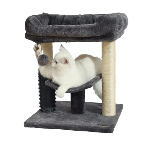 Doppeldecker-Katzenbaum, Plüsch-Katzenbett, kleiner Katzenbaum für Indoor-Katzen, Aktivitätszentrum, Kletterbaum, Katzenmöbel mit lustigem Spielzeugball, Grau A, 40 x 38 x 40 cm Doppeldecker-Katzenbaum, Plüsch-Katzenbett, kleiner Katzenbaum für Indoor-Katzen, Aktivitätszentrum, Kletterbaum, Katzenmöbel mit lustigem Spielzeugball, Grau A, 40 x 38 x 40 cm von AKPHBKFG