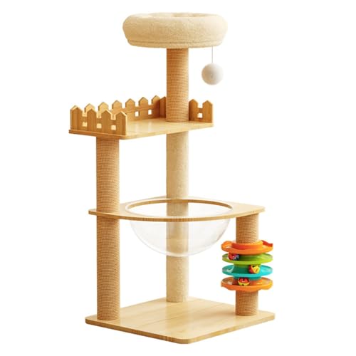 Katzenbaumturm, Weltraumkapsel-Katzenhütte, mehrschichtiges Katzenklettergerüst, Katzen-Aktivitätsbaum, Top-Plüsch-Plattform mit Hängespielzeug, Off-White, A, 46 x 100 x 46 cm Katzenbaumturm, Weltraumkapsel-Katzenhütte, mehrschichtiges Katzenklettergerüst, Katzen-Aktivitätsbaum, Top-Plüsch-Plattform mit Hängespielzeug, Off-White, A, 46 x 100 x 46 cm von AKPHBKFG