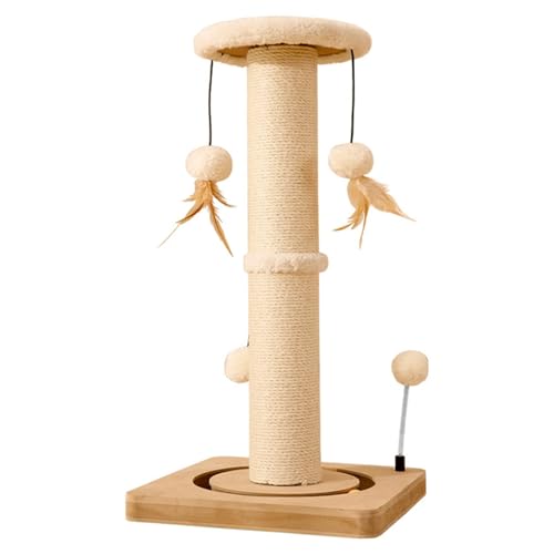 Katzenkratzbaum, Kratzbaum mit verschiedenen interaktiven Spielzeugen, modernes Design, natürliches Sisalseil-Kratzbaum, geeignet für Kätzchen und Katzen, 63 cm, Beige A, 21 x 33 x 63 cm Katzenkratzbaum, Kratzbaum mit verschiedenen interaktiven Spielzeugen, modernes Design, natürliches Sisalseil-Kratzbaum, geeignet für Kätzchen und Katzen, 63 cm, Beige A, 21 x 33 x 63 cm von AKPHBKFG
