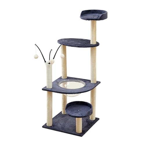 Kratzbaumturm, Weltraumkapsel Katzenwohnung, mehrschichtiges Katzenklettergerüst mit hängendem Spielzeug, geeignet für Indoor-Katzen zum Klettern und Entspannen, schwarz, A, 55 x 55 x 132 cm Kratzbaumturm, Weltraumkapsel Katzenwohnung, mehrschichtiges Katzenklettergerüst mit hängendem Spielzeug, geeignet für Indoor-Katzen zum Klettern und Entspannen, schwarz, A, 55 x 55 x 132 cm von AKPHBKFG