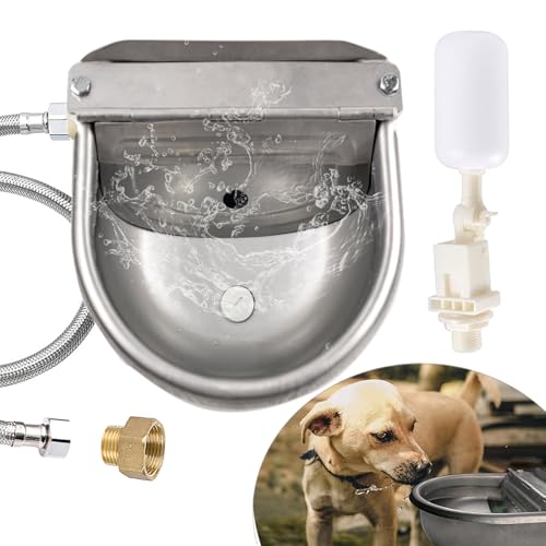 Automatischer Hundewasserspender Große Größe Hund Wassernapf Trog Edelstahl Outdoor Pet Waterer Feeder für Geflügel, Ziege, Kleintiere Automatischer Hundewasserspender Große Größe Hund Wassernapf Trog Edelstahl Outdoor Pet Waterer Feeder für Geflügel, Ziege, Kleintiere von AKUATUZ