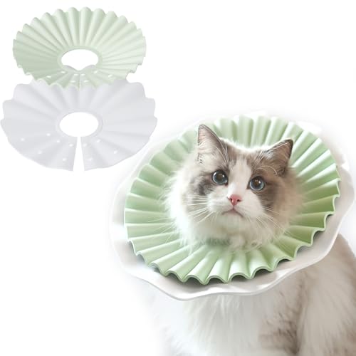 Weiches Katzenhalsband für Katzen - Verstellbares, leichtes E-Kragen, um Lecken, Kratzen und Beißen nach Operationen zu stoppen, bequeme Wundheilkegel-Alternative (Grün, L) von AKZAKOM