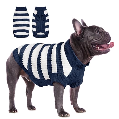 ALAGIRLS Dackel Pullover Kleidung Kleine Mittelgroße Hunde Pullover Katzenpullover Hundekostüm Warm Winter Haustierkleidung ALASW302-Navy-L von ALAGIRLS