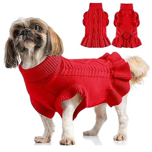 ALAGIRLS Französische Bulldogge Kleidung Hundepullover Hundepullover Mittelgroße Hunde ALASW303-Red-XXL von ALAGIRLS