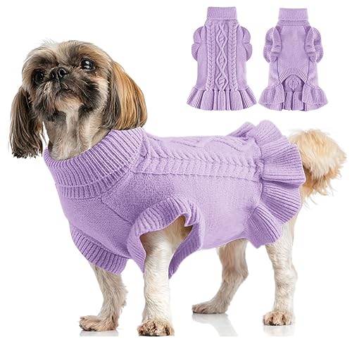 ALAGIRLS Französische Bulldogge Pullover Katzenpullover Hunde Weihnachtskostüm ALASW303-Lavender-XL von ALAGIRLS