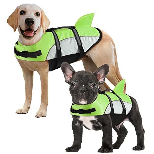 ALAGIRLS Hunde Kostüme Kleine Hunde Ripstop Pet Safety Schwimmweste mit Rettungsgriff für Kleine Mittlere Große Hunde ALADLJ001 GreenN XXL von ALAGIRLS