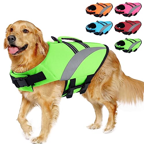 ALAGIRLS Hunde Schwimmweste Verstellbare Hund Sicherheit Floatation Weste für Bootfahren Kajak Schwimmen ALADLJ003 Green L von ALAGIRLS