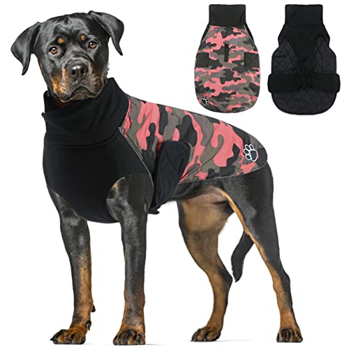 ALAGIRLS Hundemantel mit Bauchschutz, wasserdichte Hundejacke mit Klettverschluss, Winddichte Hundekleidung für Kleine Mittelgroße Hunde PinkCamo XL von ALAGIRLS