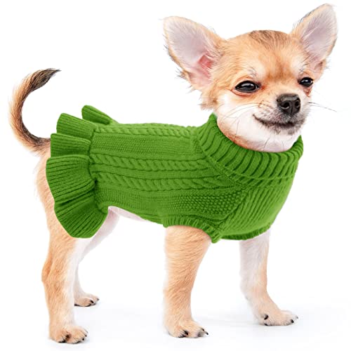 Hundepullover für Französische Bulldogge, Winter Warmer Hund Katzenpullover Kleidung Haustiermantel Kostüm Welpenpullover Bekleidung für Mittelgroße Hunde Katzen Haustierpullover, Green M von ALAGIRLS