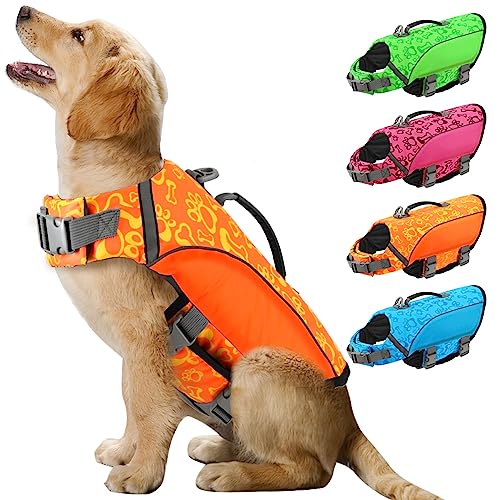 ALAGIRLS Hundeschwimmweste Kleine Hunde Haustier Sicherheit Badeanzug Preserver für Schwimmbad Beach Boating ALADLJ004 Orange M von ALAGIRLS