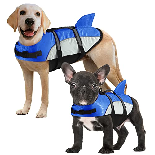 ALAGIRLS Hundeschwimmweste Mittel Ripstop Hund Rettungswesten mit Rettungsgriff für Kleine Mittlere und Große Hunde ALADLJ001 BlueN XL von ALAGIRLS