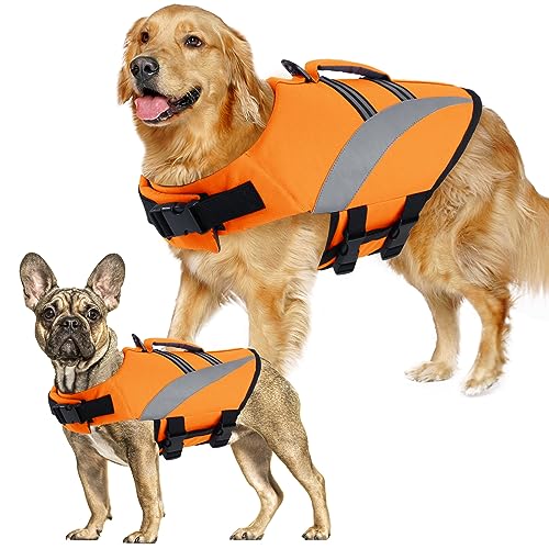 ALAGIRLS Rettungswesten für Hunde Schwimmwesten für Hunde Ripstop Hund Rettungsweste Rettungsweste für Hunde, Sicherheit Rettungsweste für Hunde ALADLJ003 Orange XL von ALAGIRLS