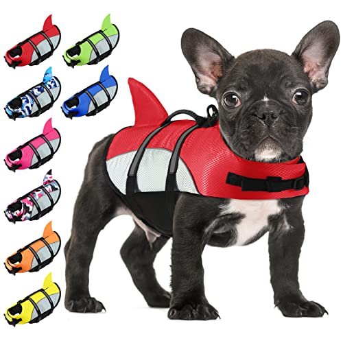 ALAGIRLS Schwimmweste für Hunde, Hundeschwimmweste für Große Hunde mit Griff Reflektierend Badeanzug Warnweste Justierbarer Haustier Float Coat Verstellbare Schwimmweste ALADLJ001 Red M von ALAGIRLS