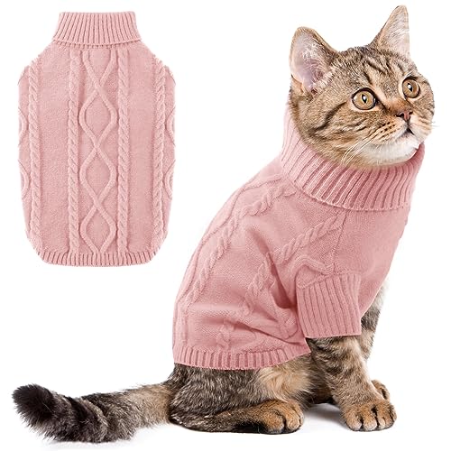 ALAGIRLS Winter Fleece Hundepullover, Warme Welpenkleidung, Klassische Pullover Strickpullover Weihnachten Haustier Outfits, Bekleidung für Mittelgroße Hunde, Kätzchen, DustyRose M von ALAGIRLS