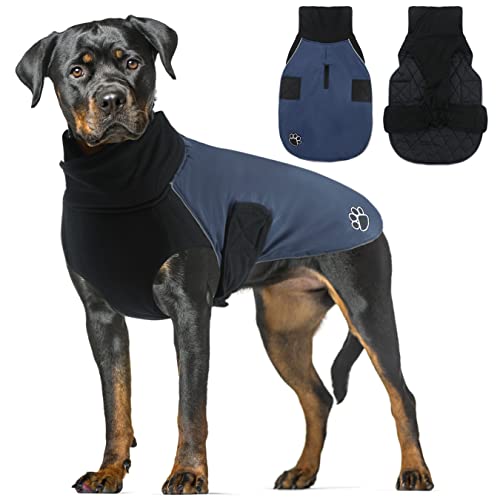 ALAGIRLS Winter Hundemantel mit Bauchschutz, Hundejacke Winterweste Warme Winterjacke, Wintermantel für Kleine Mittel Große Hunde Dunkelblau 3XL von ALAGIRLS