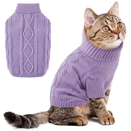 Strickwolle Hundepullover Hundemantel Hunde Weste Winter Warme Hundebekleidung für Kleine und Mittlere Hunde Teddy Chihuahua Shiba Dachshund Bulldog Purple S von ALAGIRLS