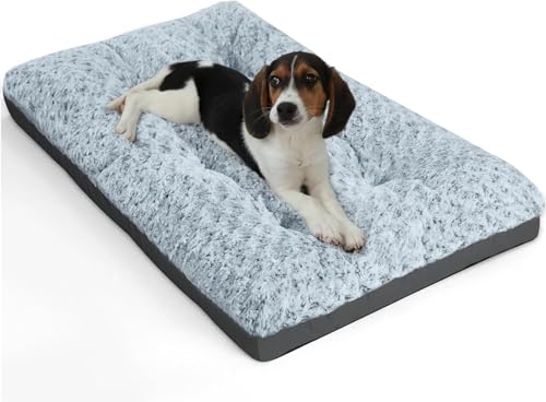 ALANMOND Hundebett Grosse Hunde, Hundekissen flauschig Hundematte mittelgroße Hunde, Waschbar Hundekorb wasserdicht rutschfeste, atmungsaktiv, Haustierbett Hundematratze Grau 107x71 cm von ALANMOND
