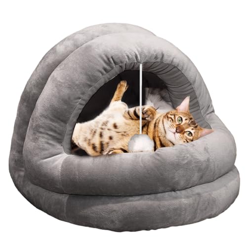 Katzenbett Höhle – niedliches Katzenbett | waschbares, abnehmbares Katzenhöhle Bett für Wohnzimmer oder Veranda für mittelgroße und große Katzen, sicher für Katzen zum ruhigen Schlafen von ALASSE