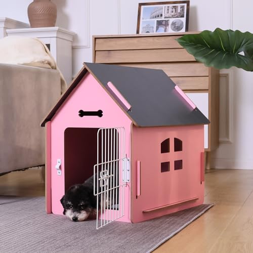 Hundehütte für den Innenbereich für kleine Hunde oder Katzen, gemütliches Holzdesign, kleines Innenbetthaus, mit Lüftungsschlitzen und erhöhtem Boden, warme Hundehöhle Hundehütte für den Innenbereich für kleine Hunde oder Katzen, gemütliches Holzdesign, kleines Innenbetthaus, mit Lüftungsschlitzen und erhöhtem Boden, warme Hundehöhle von ALBAD