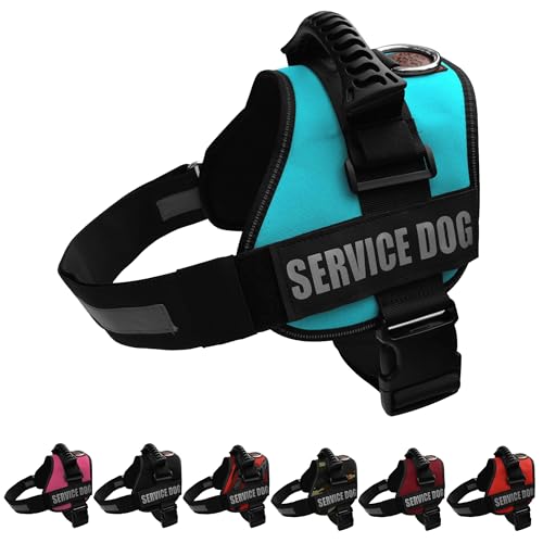 ALBCORP Service Dog Vest Harness - Reflective - Woven Polyester and Nylon Comfy Mesh Padding - Sizes from XXS to XL - Service Dog Patches Included Blue, Medium von ALBCORP