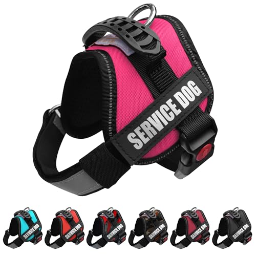ALBCORP Service Dog Vest Harness - Reflective - Woven Polyester and Nylon Comfy Mesh Padding - Sizes from XXS to XL - Service Dog Patches Included Pink, Small von ALBCORP