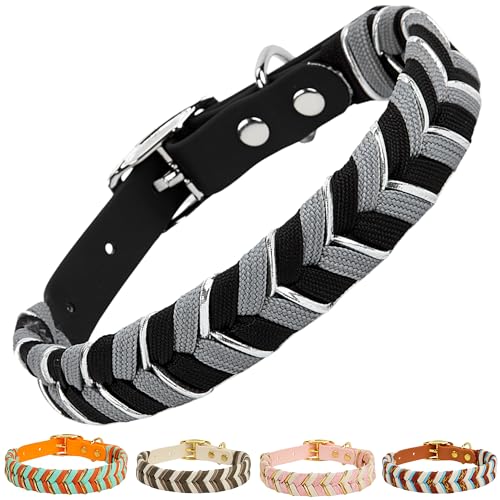 Albcorp Handgefertigtes PVC-beschichtetes Hundehalsband, luxuriöses, geflochtenes, wasserdichtes Halsband für kleine bis große Hunde, verstellbar, langlebig und leicht zu reinigen, stilvolles Design von ALBCORP
