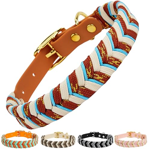 Albcorp Handgefertigtes PVC-beschichtetes Hundehalsband, luxuriöses, geflochtenes, wasserdichtes Halsband für kleine bis große Hunde, verstellbar, langlebig und leicht zu reinigen, stilvolles Design von ALBCORP