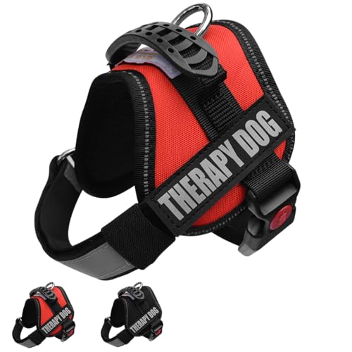 Albcorp Reflektierendes Therapie-Hundegeschirr, gewebtes Nylon, verstellbare Service-Tierjacke, mit 2 Klettverschluss-Therapiehunden, abnehmbare Flicken, Rot, Größe XS Albcorp Reflektierendes Therapie-Hundegeschirr, gewebtes Nylon, verstellbare Service-Tierjacke, mit 2 Klettverschluss-Therapiehunden, abnehmbare Flicken, Rot, Größe XS von ALBCORP