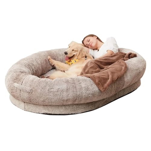 ALEEIK Hunde- und Hundebetten, abnehmbare und waschbare Hundebetten, Sofas, riesige Hundebetten und Hunde- und Katzenbetten, einzigartige Designs (135 * 85 * 30 Khaki) von ALEEIK