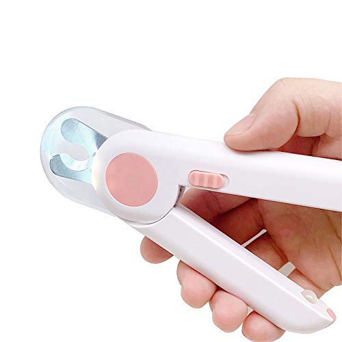 ALEENFOON Profi Hunde Nagelknipser Krallenschere mit Licht und Spritzfest Schutzvorrichtung für Haustiere Hunde und Katzen, Nagelschneider Nagelschere mit Feile für Mittlere Kleine Haustiere (Rosa) von ALEENFOON