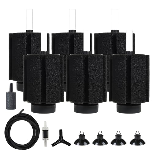 ALEGI Aquarium-Schwammfilter 122 l, leiser Schwammfilter mit Luftstein für Betta-Frittiergarnelen und kleine Fische (6 Stück) von ALEGI