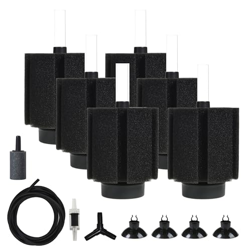 ALEGI Aquarium-Schwammfilter mit Luftstein, Schwammfilter 200 l für die Zucht von Frittieren, Betta-Garnelen, 6 Stück von ALEGI