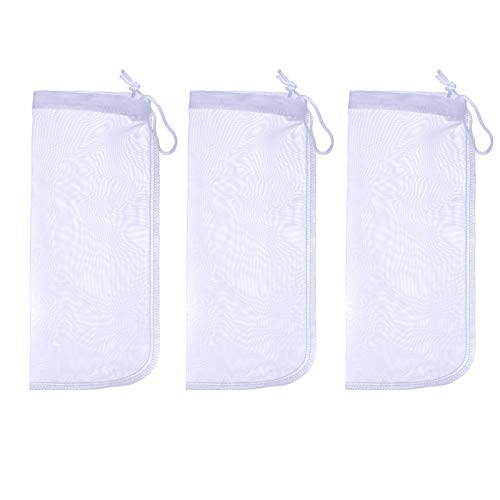ALEGI Media-Filterbeutel für Aquarium, extra fein, wiederverwendbar, 180 Mikron Kordelzug, Netz-Filterbeutel für sehr feine Harze, 25,4 x 9,9 cm, 3 Stück von ALEGI