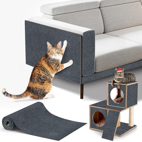 100x40cm Selbstklebend Kratzteppich Katze Wand,Kratzmatte Katze – Kratzschutz für Sofa, Wand & Möbel | DIY Kratzbrett aus Sisal, Anti-Kratz Teppich, Katzenturm Schutz von ALEIFLE
