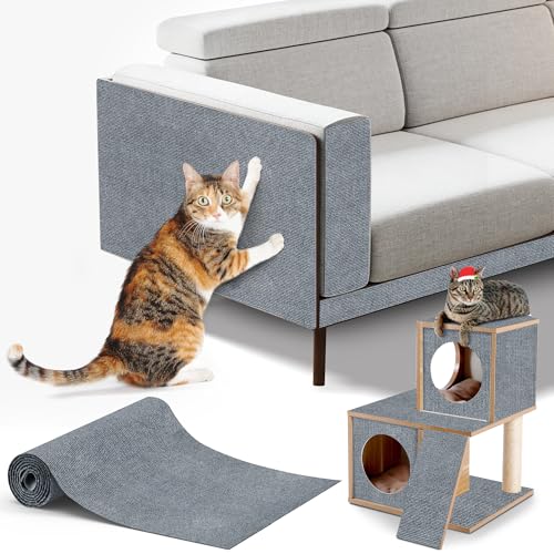 100x40cm Selbstklebend Kratzteppich Katze Wand,Kratzmatte Katze – Kratzschutz für Sofa, Wand & Möbel | DIY Kratzbrett aus Sisal, Anti-Kratz Teppich, Katzenturm Schutz von ALEIFLE