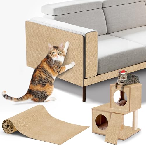 200x40cm Selbstklebend Kratzteppich Katze Wand,Kratzmatte Katze – Kratzschutz für Sofa, Wand & Möbel | DIY Kratzbrett aus, Anti-Kratz Teppich, Katzenturm Schutz von ALEIFLE
