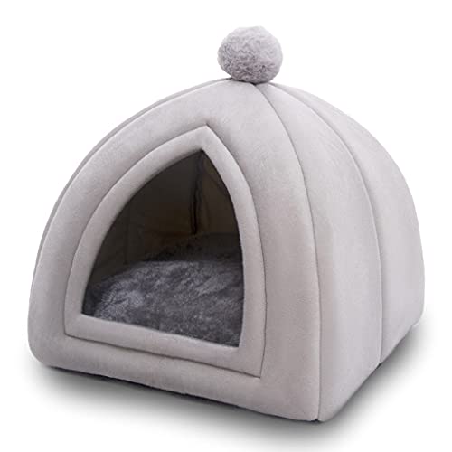 ALEjon Cozy faltbares Haustierbetthaus: Warm, rutschfest und waschbar – Grau, 33 * 33 * 36 von ALEjon