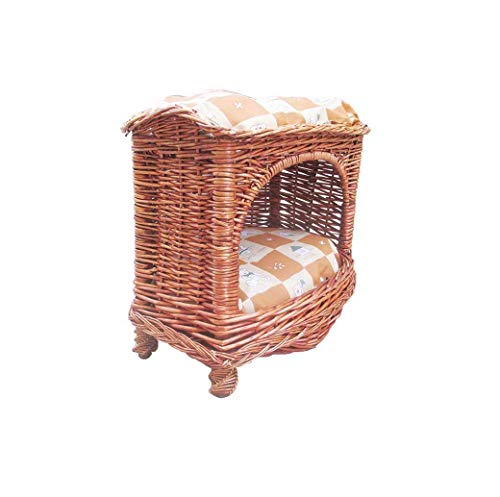 ALEjon Doppelte Katzenhütten aus Holz, Katzennest aus Weidengeflecht, Heimtierbedarf, für Hauskatzen und Katzen ALEjon Doppelte Katzenhütten aus Holz, Katzennest aus Weidengeflecht, Heimtierbedarf, für Hauskatzen und Katzen von ALEjon