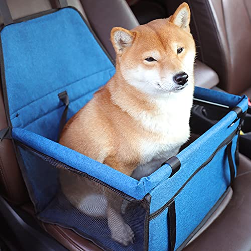 ALEjon Faltbarer Blauer Autositz für Hunde – stabile Haustier-Sitzerhöhung für kleine bis mittelgroße Hunde – Reisetasche mit PVC-Gestängen von ALEjon