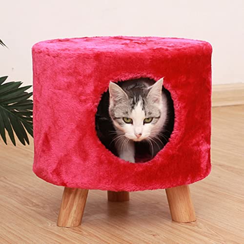 ALEjon Katzenhaus-Eigentumshocker, bequemes Katzenbett für die Ecke im Innenbereich, sicheres Katzenversteck – Eingangsdurchmesser 18 cm, einfache Montage (Farbe: Rot) von ALEjon