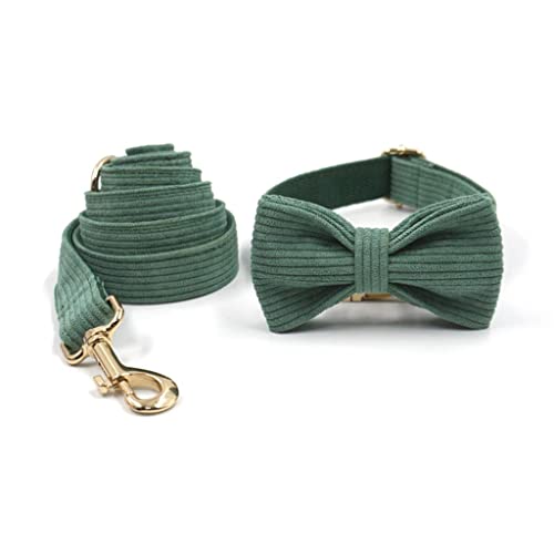 ALEjon Maßgeschneidertes grünes Hundegeschirr-Set mit Goldener Schnalle – stilvolles Halsband, Leine und Kotbeutel – ideal für kleine männliche Hunde (XS) von ALEjon