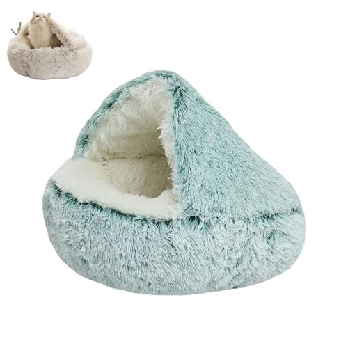 ALEjon Plüsch-Donut-Hundebett – beruhigendes Katzenbett mit flauschigem Plüsch-Kätzchenbett, Rutschfester Unterseite, weichem und gemütlichem Haustierkissen, selbstwärmende Welpenbetten, grün von ALEjon