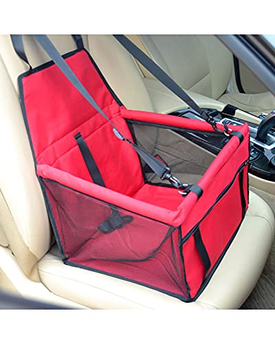 ALEjon Roter tragbarer Autositz für Haustiere: Reise-Hundesitzerhöhung mit klappbarem Hängemattenbezug und Tragetasche für Katzen und Hunde von ALEjon