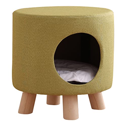 ALEjon Rundes Katzenbett, Ottomane, Versteck für Kätzchen/kleine Hunde/Hasen, 2-in-1-Katzenhöhlen-Fußhocker für Büro, Spielzimmer, Kinderzimmer, mehrere Farben optional (Stil: Stil 4) von ALEjon
